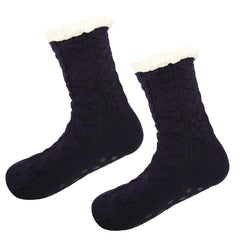 Warm Non Slip Snow Socks Cozy Fuzzy Velvet Lined Grippers Slipper Socks