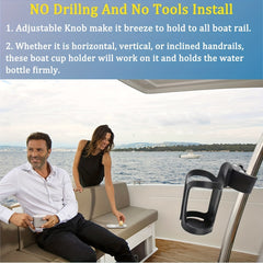Marine Boat Rail Cup Holder No Drilling Install Pontoon Boat Drink Holder