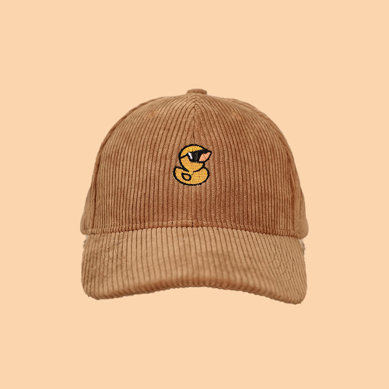 Yellow Duck Embroidered Corduroy Baseball Cap
