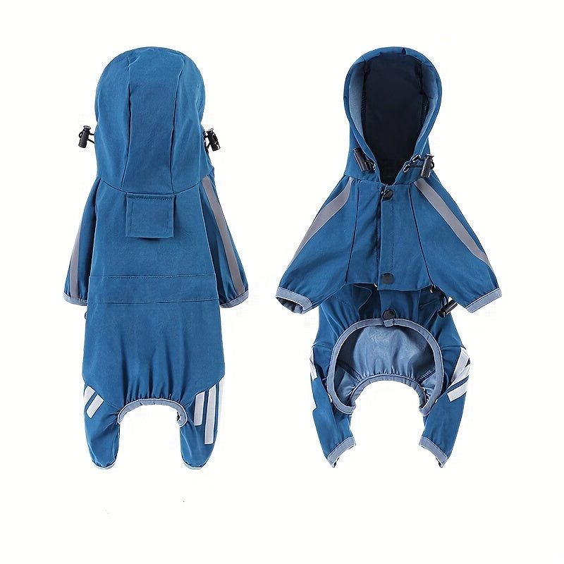Yellow Dog Raincoats Waterproof Puppy Jacket Dog Hooded Jumpsuit