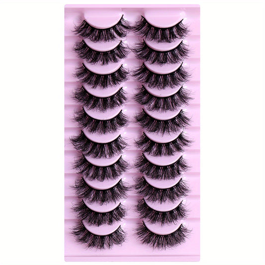 10 Pairs 3D Faux Mink Lashes for Dramatic Makeup Look
