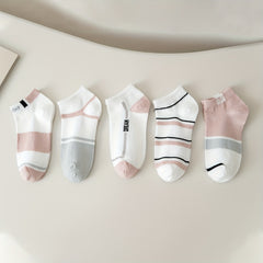 Geometric Pattern Ankle Socks for Women, 5 Pairs