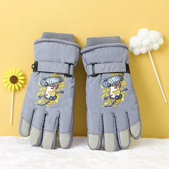 Kids' Warm Waterproof Cartoon Cycling Gloves, Ages 8-11