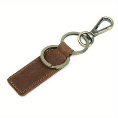 Retro Leather Antique Bronze Car Keychain For Men