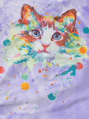 Tie Dye Cat Graphic Short Sleeve T shirt For Girls