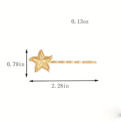Ocean Series Hairpin Metal Golden Shell Starfish Hair Pin for Side Hair Bang