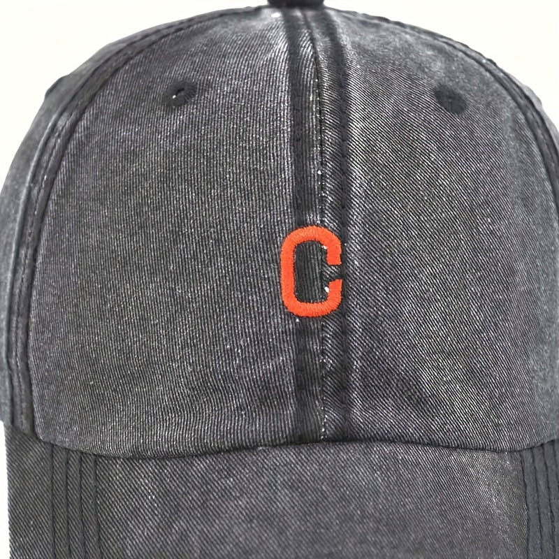 Distressed C Embroidered Sun Hat Baseball Cap