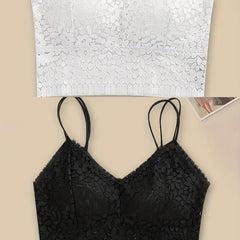 2pcs Lace Wireless Bras Comfy Breathable Double Straps Women's Lingerie