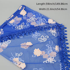Colorful Tassel Lace Triangle Veil Head Covering Chapel Veil Latin Scarf