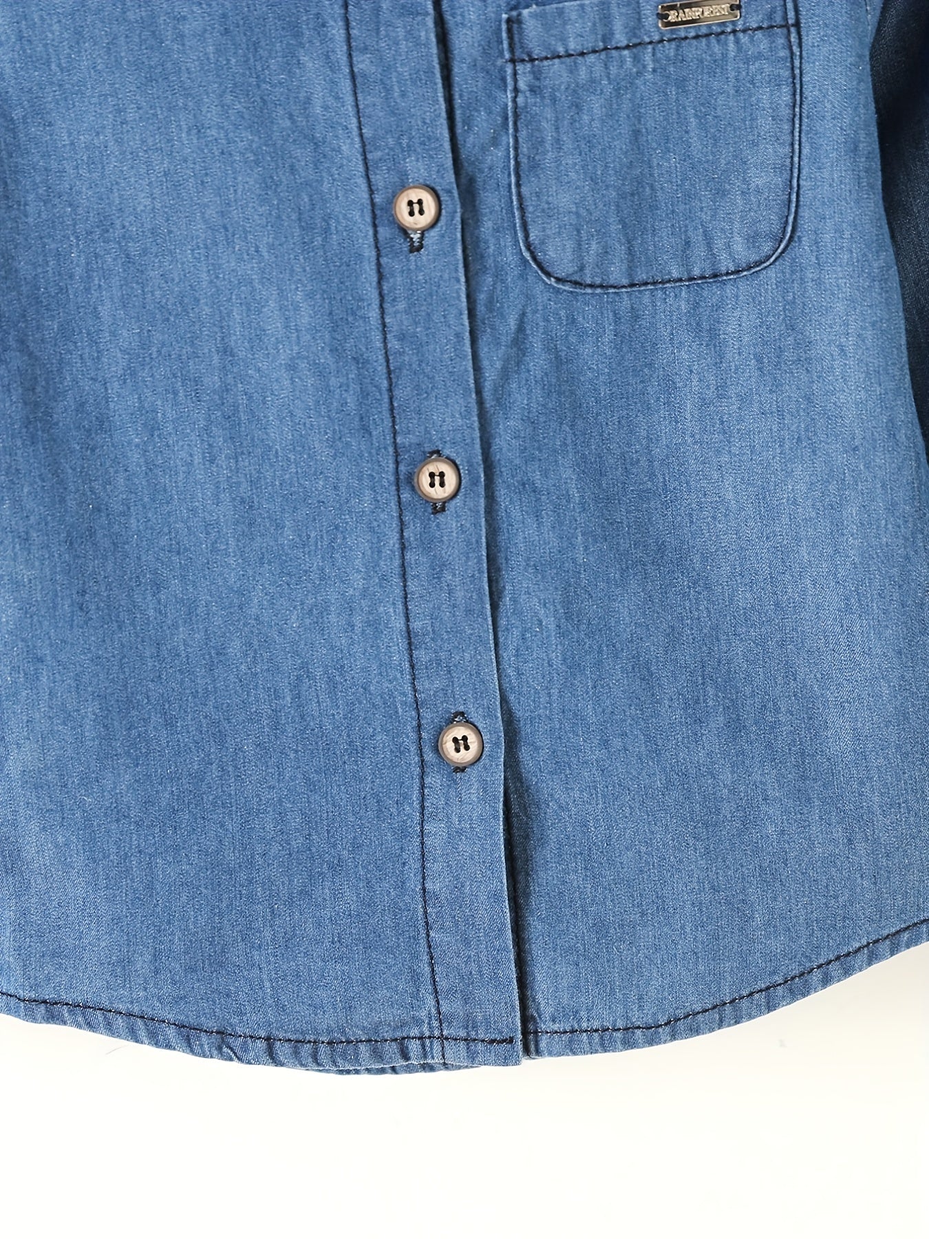 Boys Denim Shirt Stand Collar Button Casual Kids Clothes