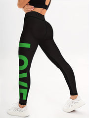 Letter Pattern Yoga Pants High Stretch Running Sports Leggings