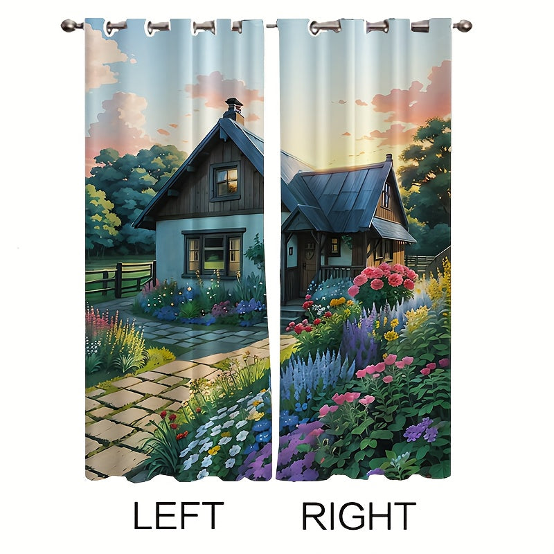 Cartoon Garden Cabin Curtain Tapestry Home Decoration