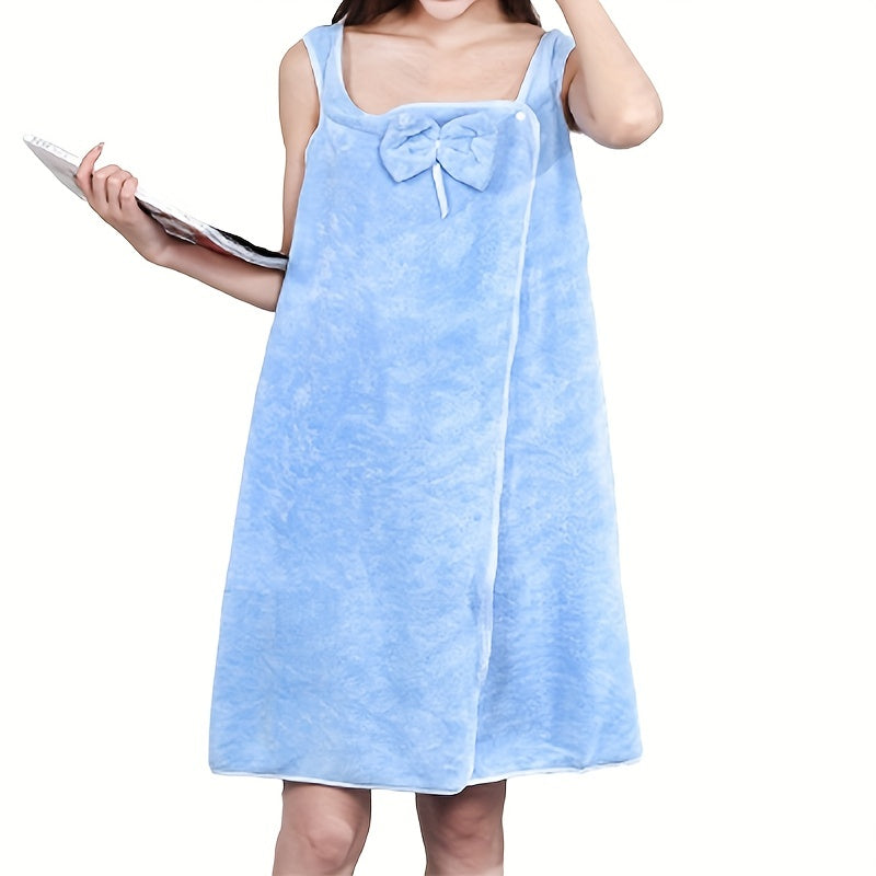 Soft Wearable Bath Towels with Bowknot Decor - Quick Dry