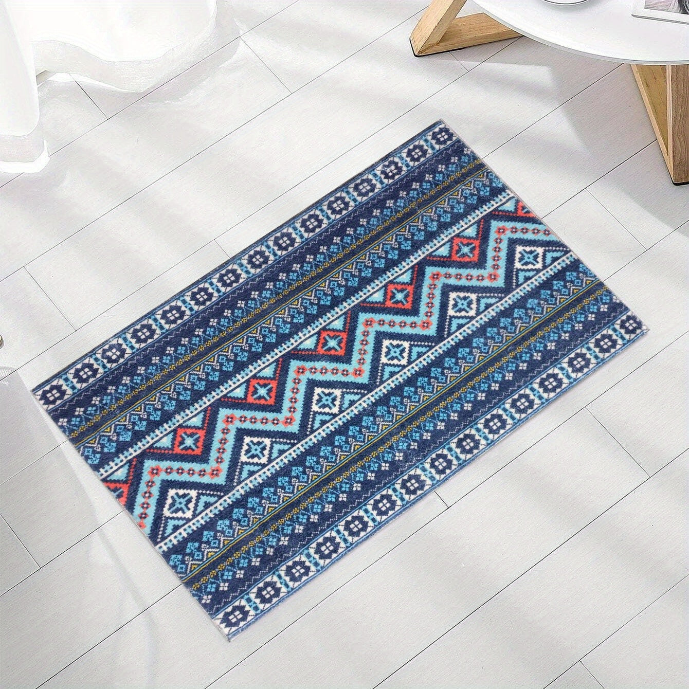 Soft Geometric Fluffy Area Rugs Absorbent Bath Mat with Anti-Slip Backing