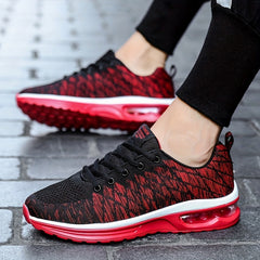 Men's Breathable Knit Sneakers Lace Up Air Cushion Walking Shoes