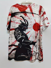 Warrior Pattern Tee Shirt Men's Casual Street Style Round Neck