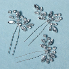 3pcs Crystal Hair Pin Head Jewelry U-shaped Hairpin Hair Accessories