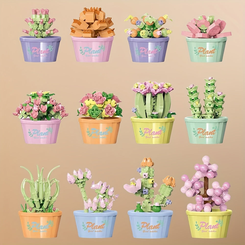 12pcs Flower Building Set Small Particle Blocks