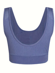 Plus Size Ribbed High Stretch Sports Bra