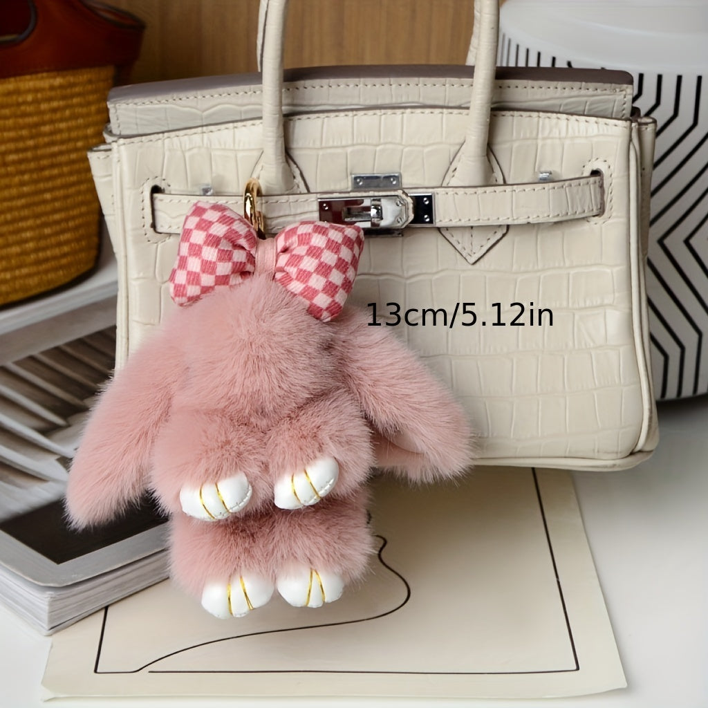 Soft Rabbit Fur Keychain Fluffy Rex Bunny Keychain Decoration