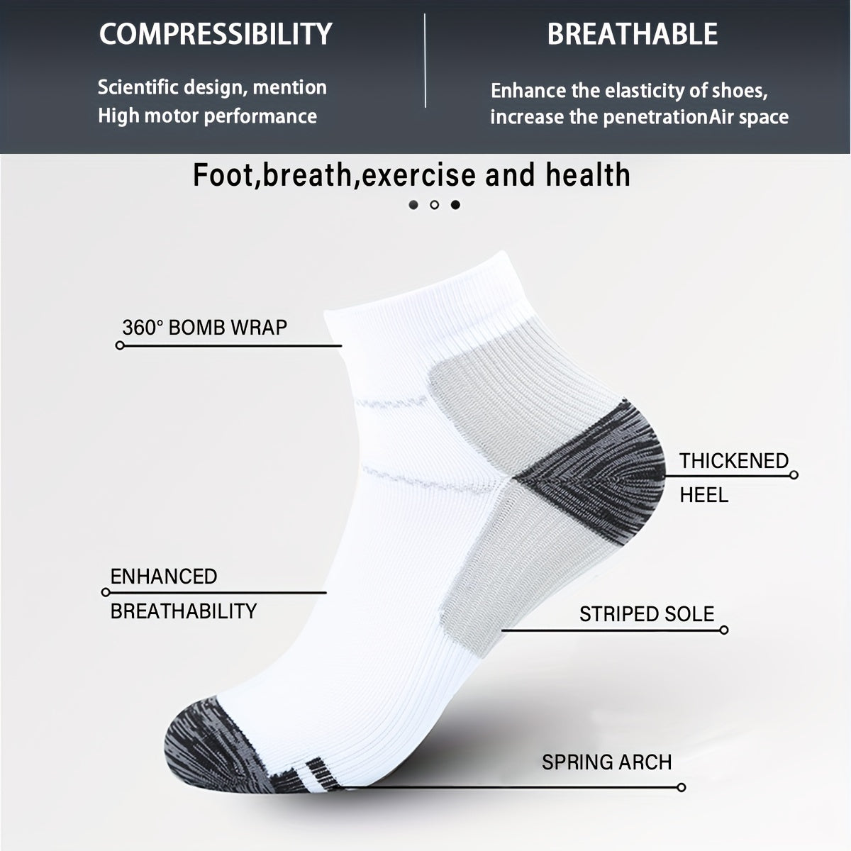 Ankle Compression Socks - Cushioned Blister-Resistant