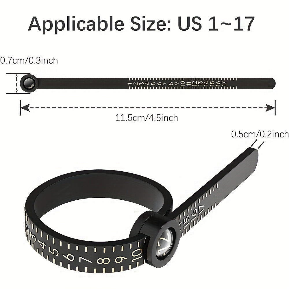 Reusable Ring Sizer Measuring Tool Jewelry Sizing Gauge 17 Rings Size