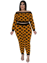 Geometric Off Shoulder 2pcs Set