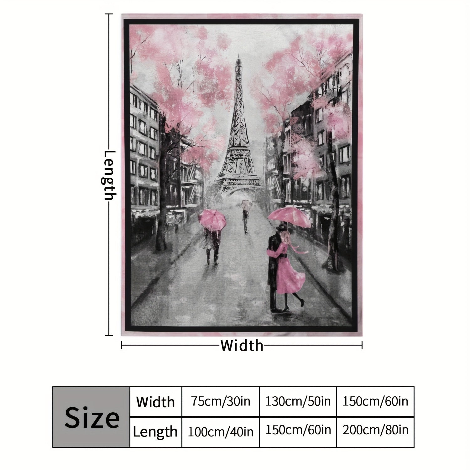 Romantic Paris Flannel Throw Blanket for Couch Bed Travel Outdoor