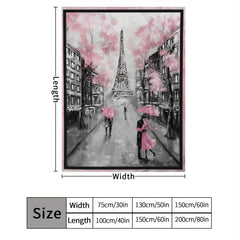 Romantic Paris Flannel Throw Blanket for Couch Bed Travel Outdoor