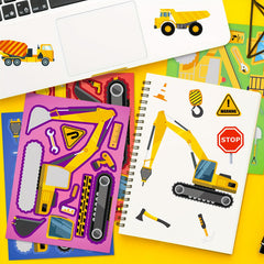 6 Sheets Excavator Theme Face Changing Stickers