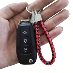 5pcs Leather Rope Keychain Braided Car Key Rope Pendant