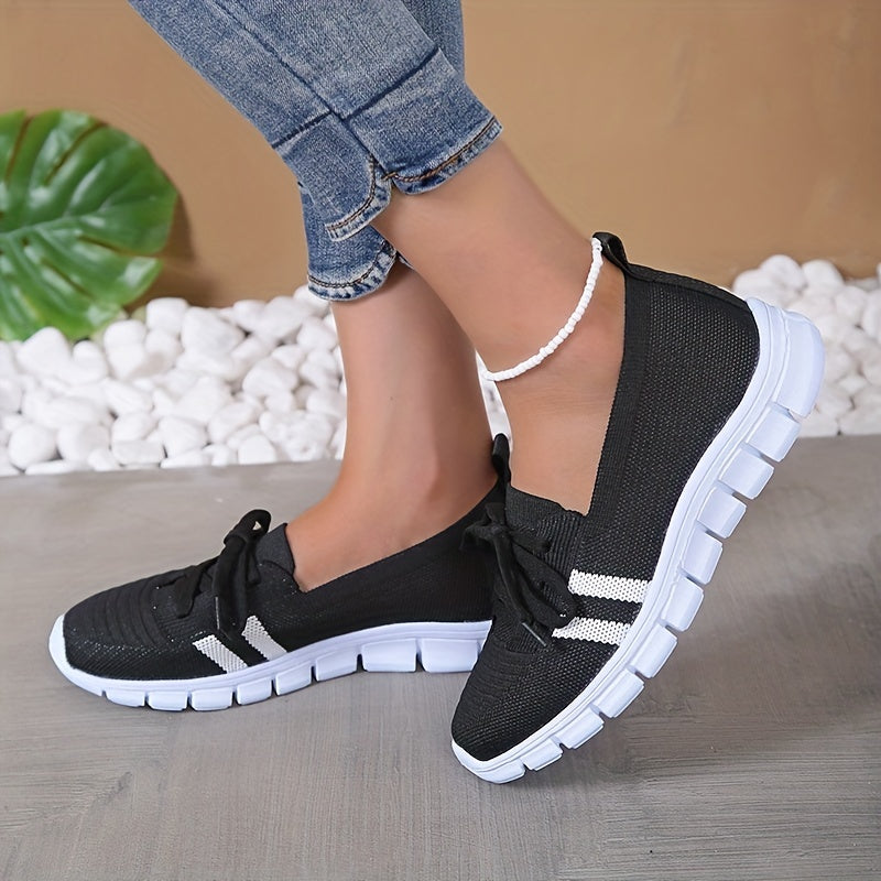 Women's Colorblock Knit Sneakers Low Round Toe Lightweight Sporty Shoes