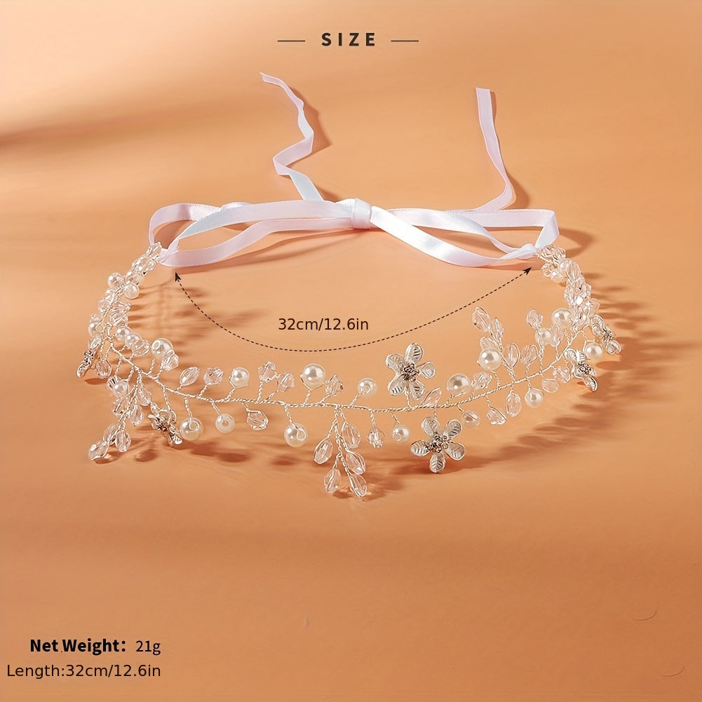 Flower Charm Hairband Rhinestone & Crystal Headband Bridal Wedding Accessory