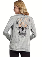 Skull Cardigan Goth Long Sleeve Spring Fall Women's Clothing