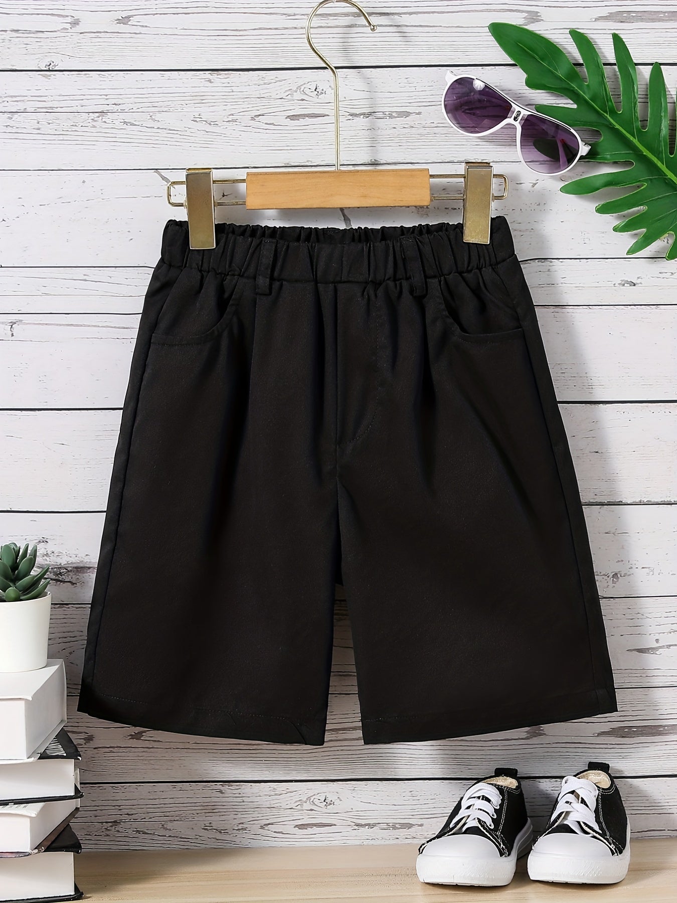 Boys Casual Solid Middle Pants With Pockets For Big And Tall Boys