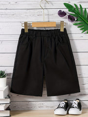 Boys Casual Solid Middle Pants With Pockets For Big And Tall Boys