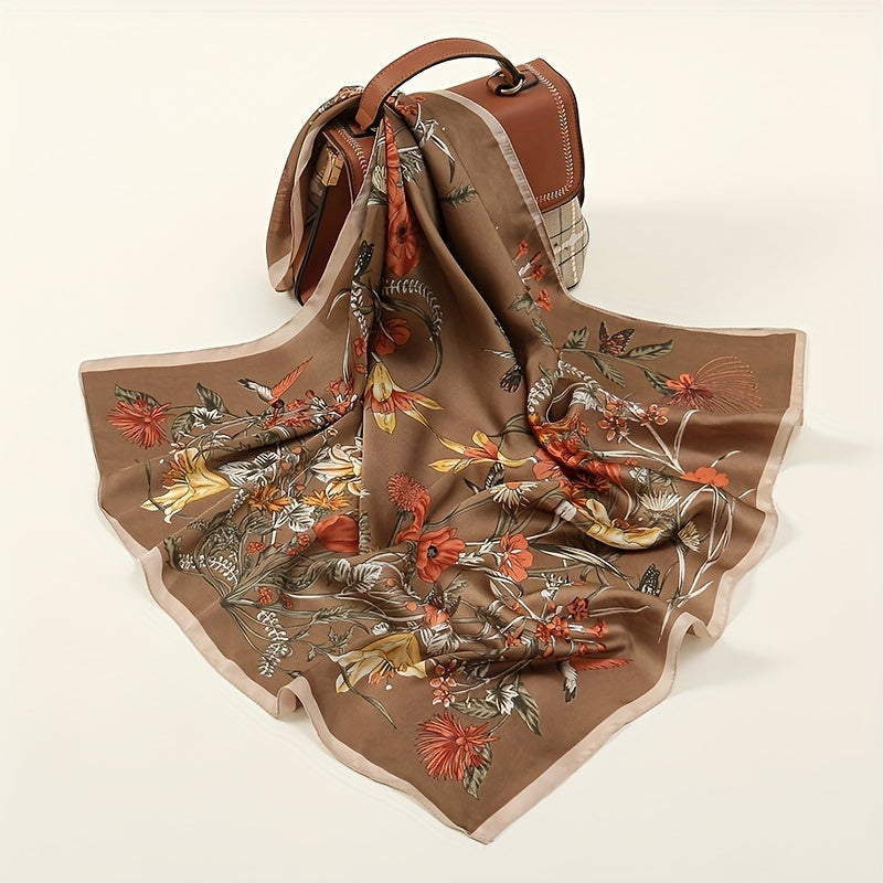 Vintage Flower Print Bandana Boho Neckerchief Small Square Scarf Women