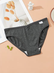 6pcs Ribbed Bikini Panties Comfy & Breathable Stretchy Intimates Panties