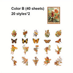 Vintage Scrapbook Stickers Butterflies Flowers DIY Journals Planner