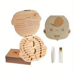Baby Tooth Box Wooden Teeth Saver Box Children Keepsake Organizer