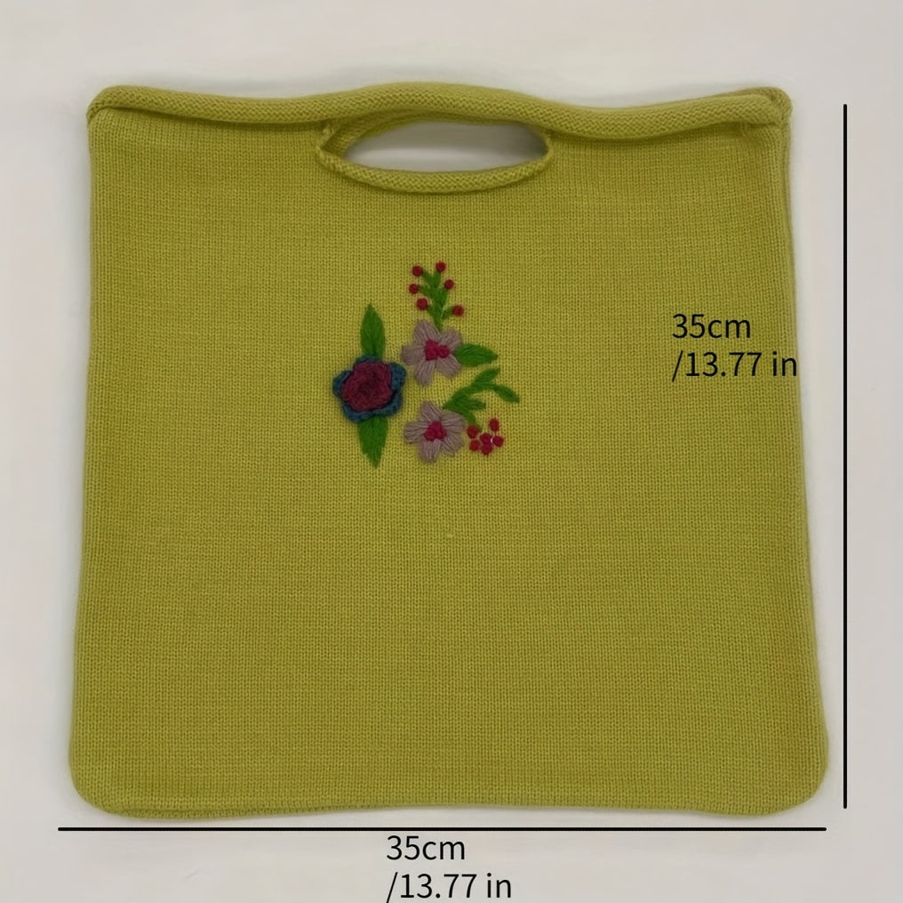 Flower Embroidery Crochet Bag Knitted Handbags Large Shopping Bag