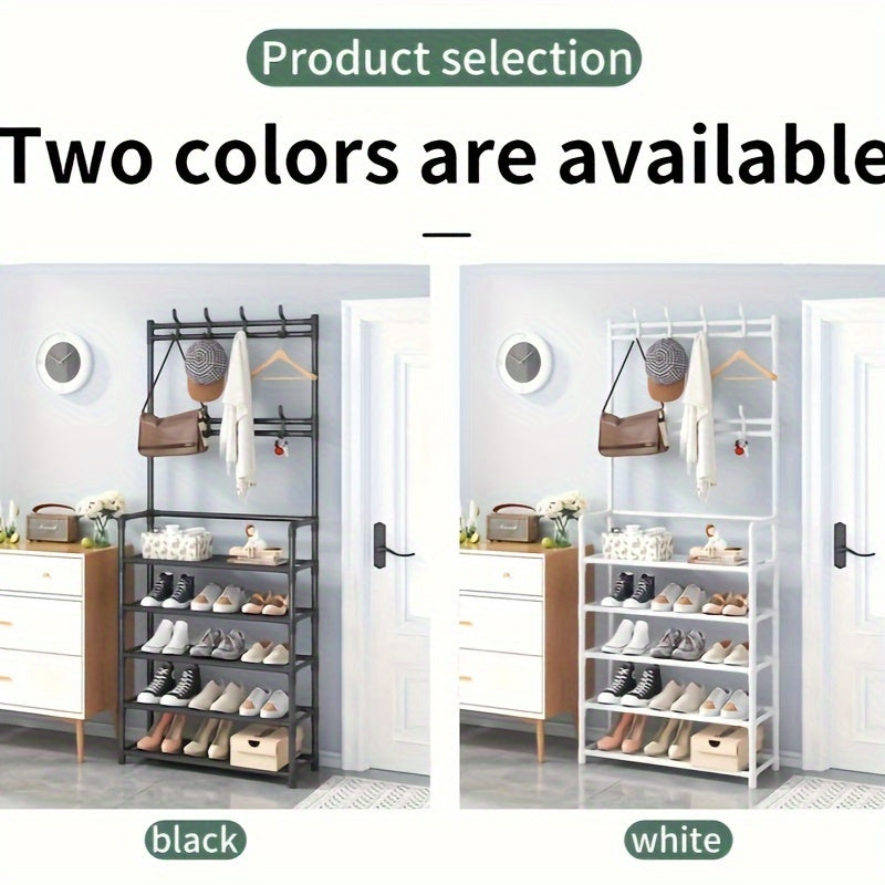Coat and Shoe Storage Rack with Hat Rack