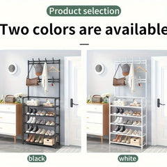 Coat and Shoe Storage Rack with Hat Rack
