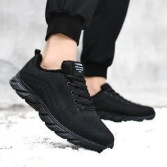 Men's Warm Lace Up Fleece Sneakers Winter Shoes