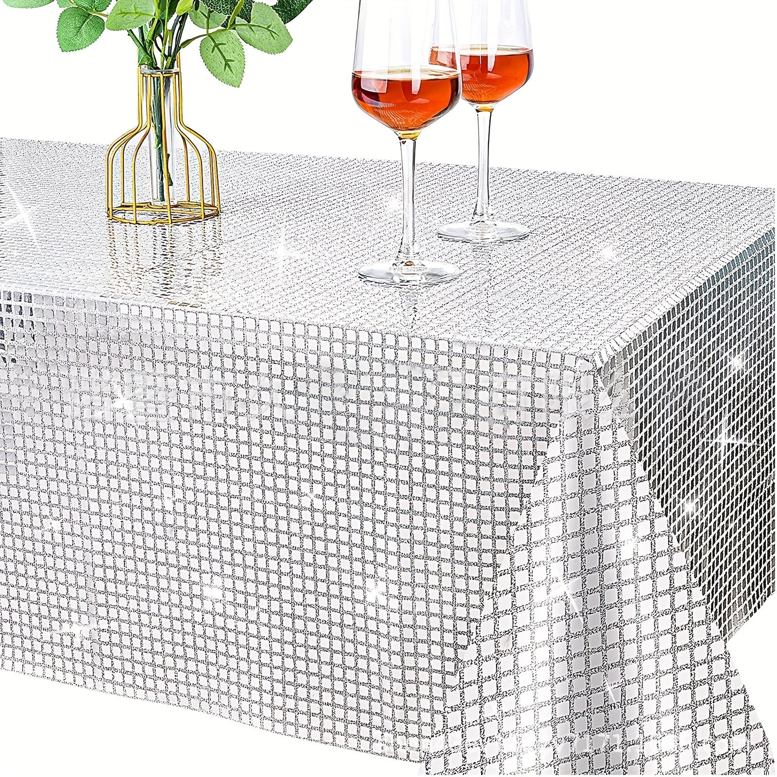 2pcs 33.02x177.8cm Silvery Glitter Disco Party Table Runner Mirror Sequin