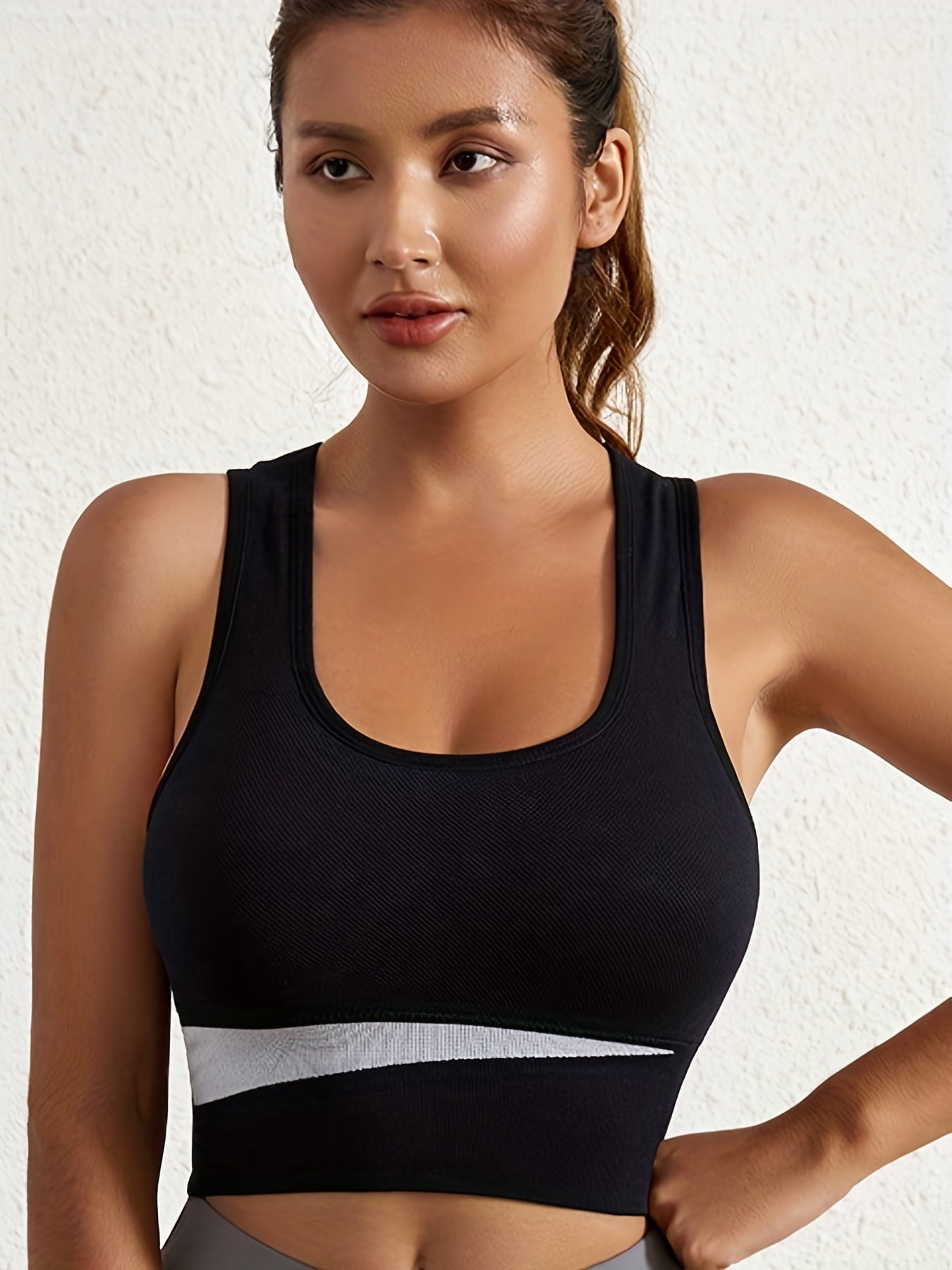3pcs Colorblock Sports Bras Racerback Wireless Bra