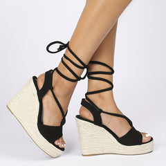 Women's Lace-Up Wedge Espadrilles Slingback Sandals