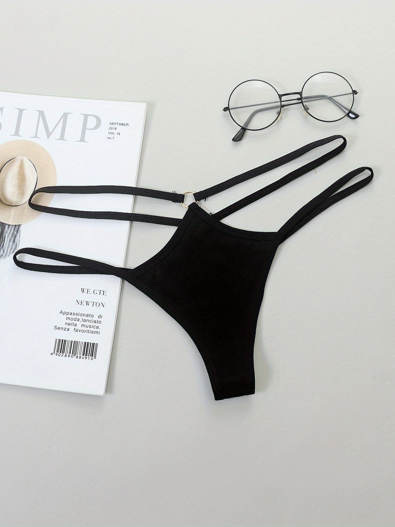 4 Pcs Double Thin Straps Thongs Hollow Out Panties Women's Lingerie