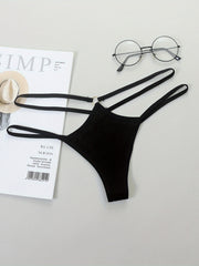 4 Pcs Double Thin Straps Thongs Hollow Out Panties Women's Lingerie