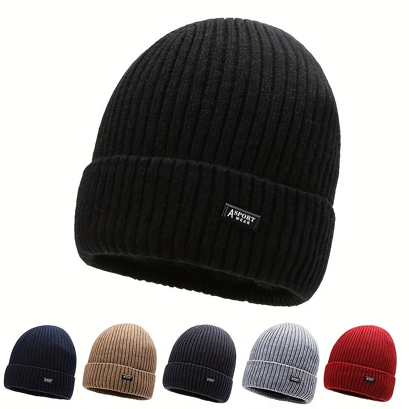 Winter Solid Plus Velvet Warm Knitted Hat For Autumn And Winter